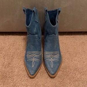 Marc Fisher Denim Blue Ankle Booties
